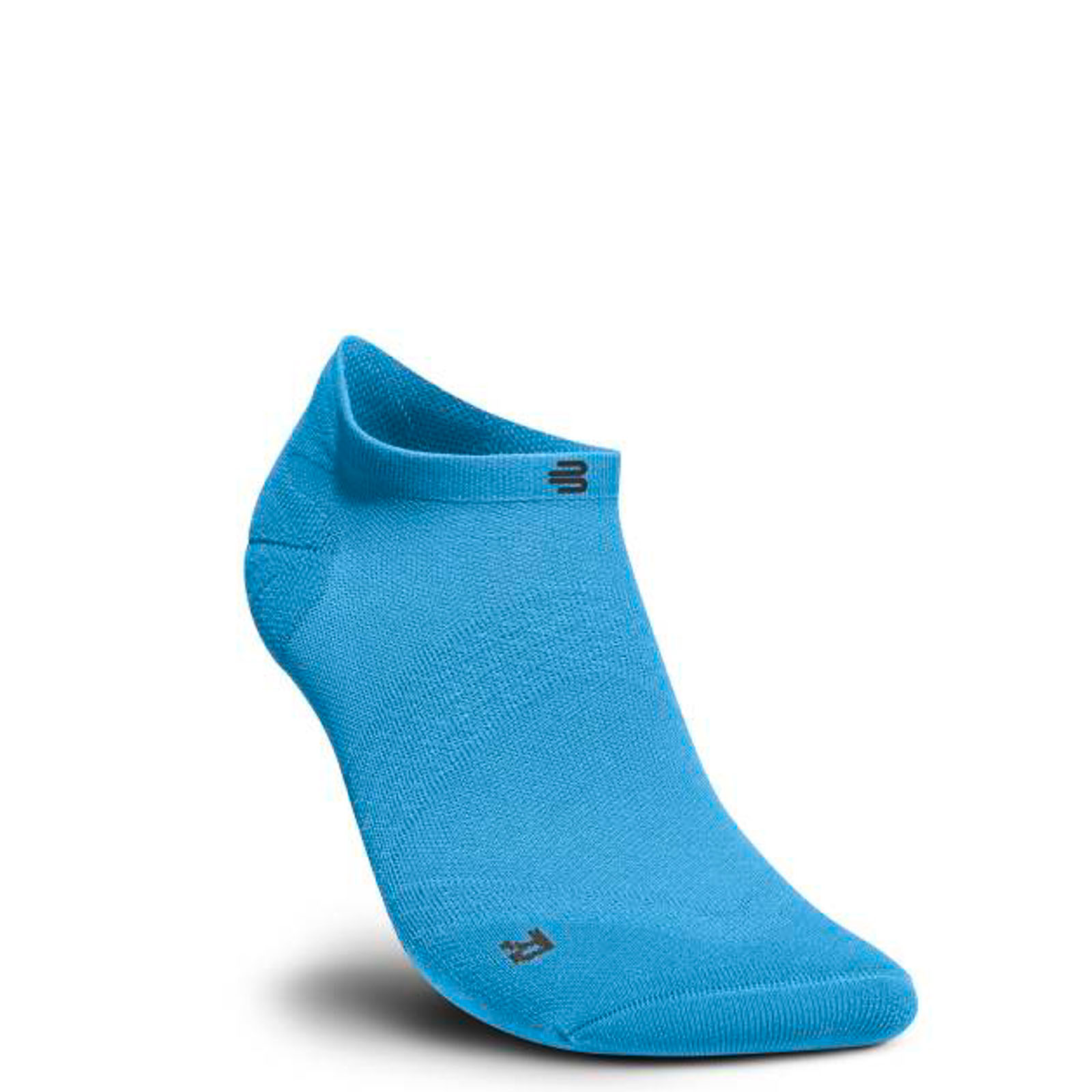 Bauerfeind Sports Run-Ultralight-Low-Cut sok in blauw. Deze lichte, enkelhoge sportsok is ontworpen voor hardlopers en biedt een hoog draagcomfort.